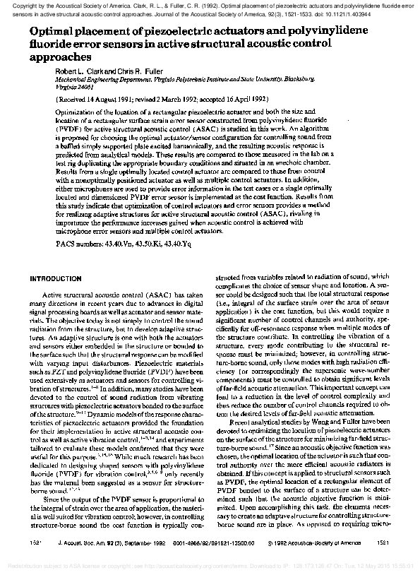 (PDF) Optimal placement of piezoelectric actuators and polyvinylidene ...
