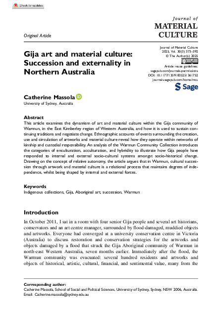 (PDF) Gija art and material culture: Succession and externality in ...