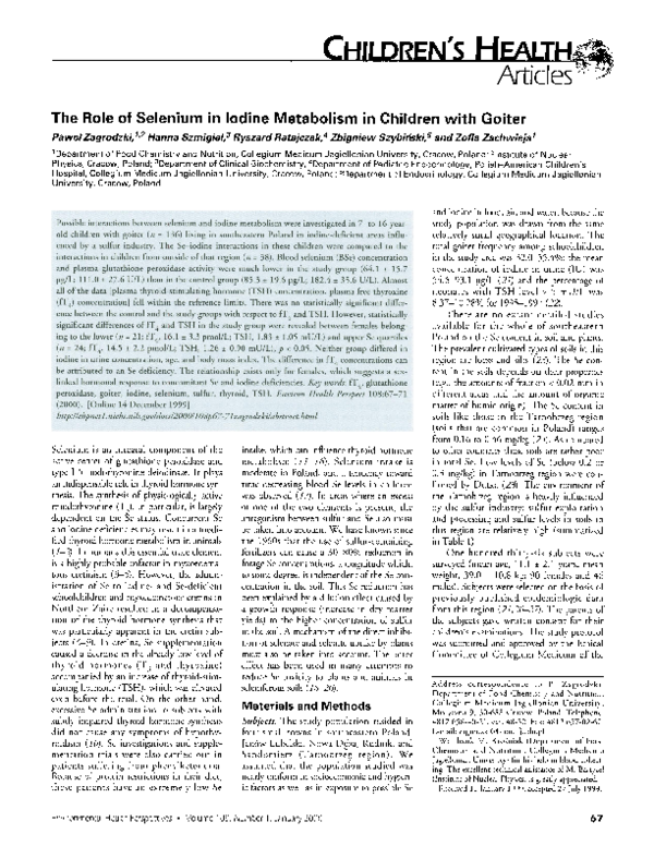 (PDF) The role of selenium in iodine metabolism in children with goiter