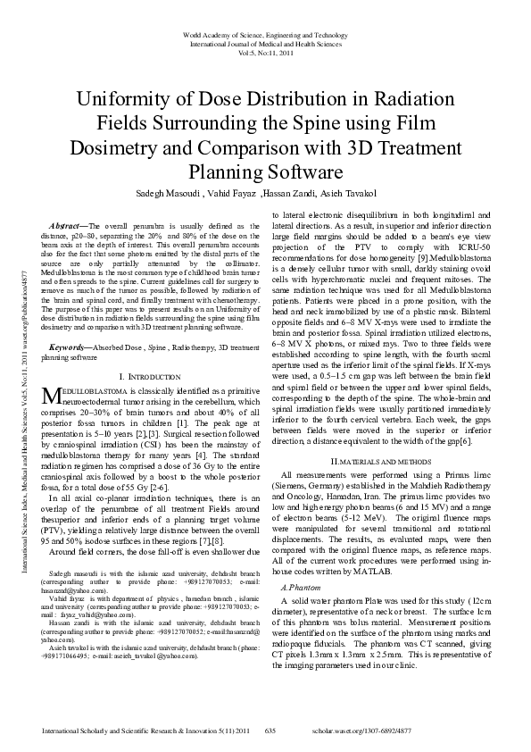 (PDF) Uniformity of Dose Distribution in Radiation Fields Surrounding ...