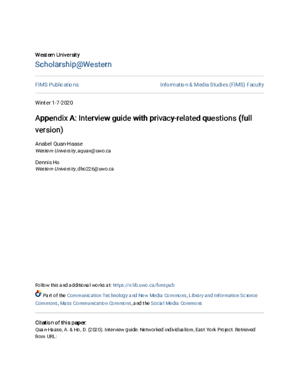 (PDF) Appendix A: Interview guide with privacy-related questions (full ...