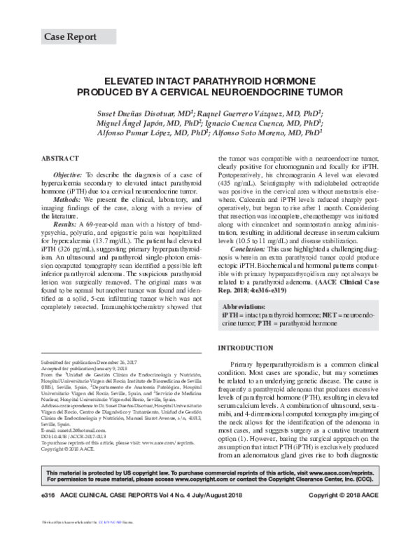 (PDF) Elevated Intact Parathyroid Hormone Produced by a Cervical ...