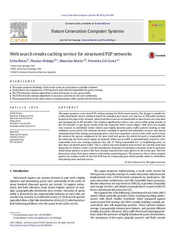 (PDF) Web search results caching service for structured P2P networks