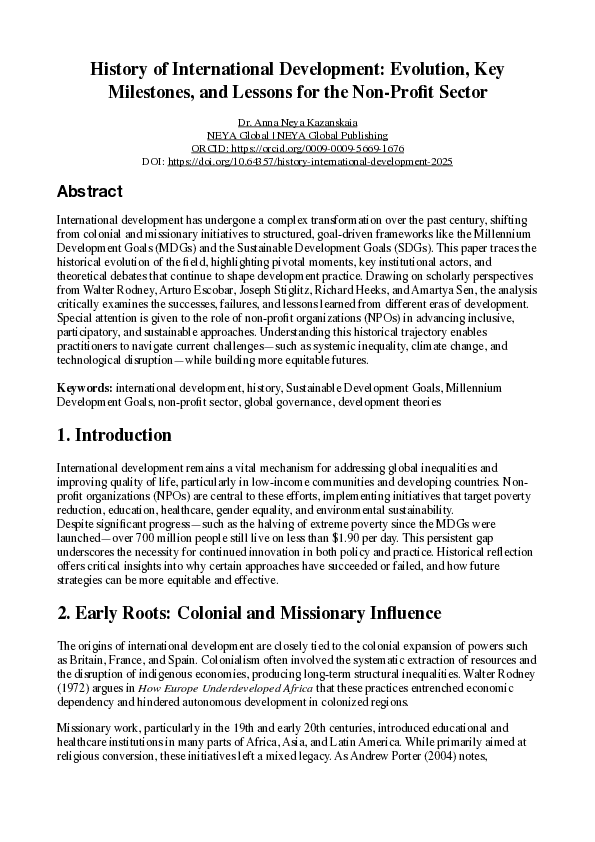 (PDF) History of International Development: Evolution, Key Milestones ...