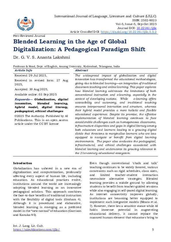 (PDF) Blended Learning in the Age of Global Digitalization: A ...