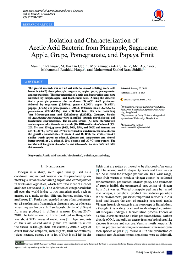 (PDF) Isolation and Characterization of Acetic Acid Bacteria from ...