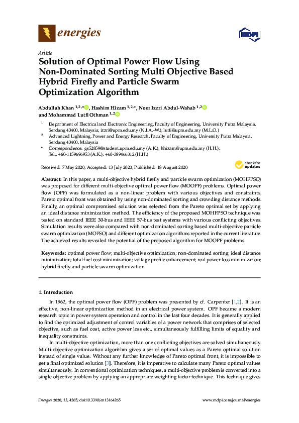 (PDF) Solution of Optimal Power Flow Using Non-Dominated Sorting Multi ...
