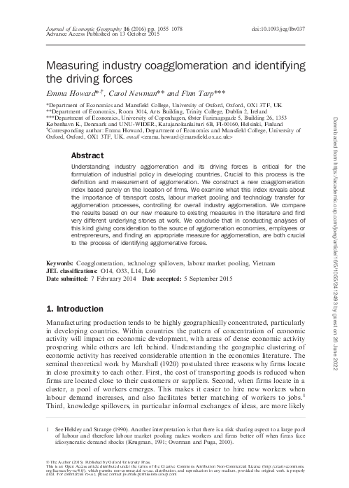 (PDF) Measuring industry coagglomeration and identifying the driving forces