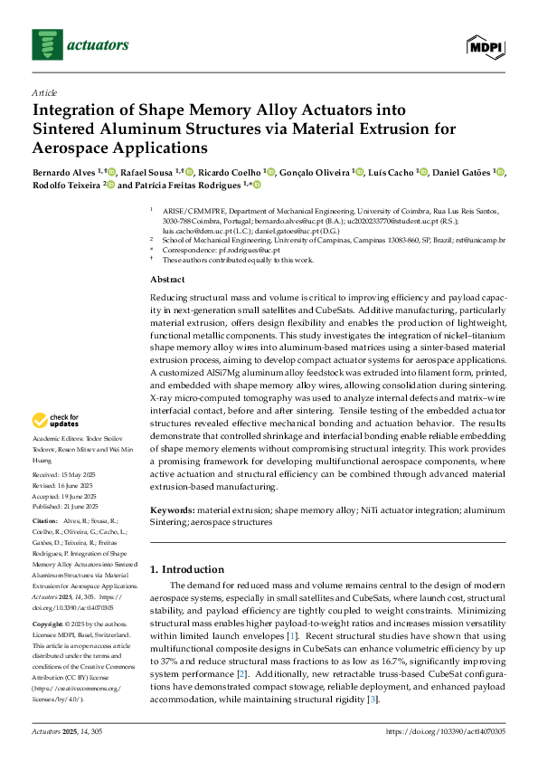 (PDF) Integration of Shape Memory Alloy Actuators into Sintered ...