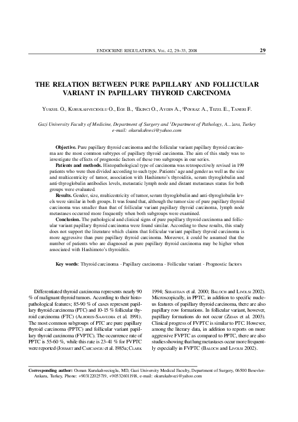 (PDF) The relation between pure papillary and follicular variant in ...