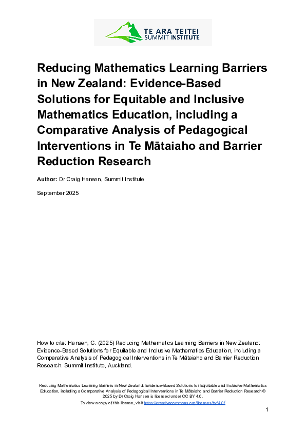 (PDF) Reducing Mathematics Learning Barriers in New Zealand: Evidence ...