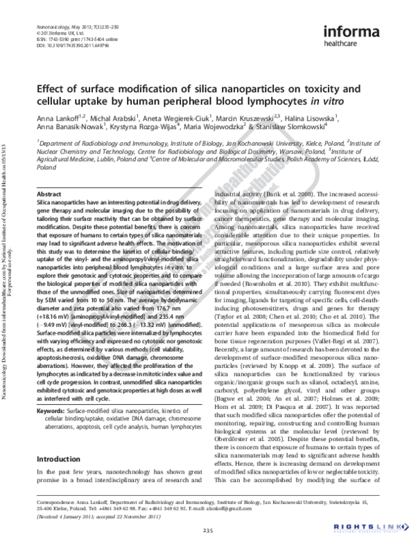 (PDF) Effect of surface modification of silica nanoparticles on ...