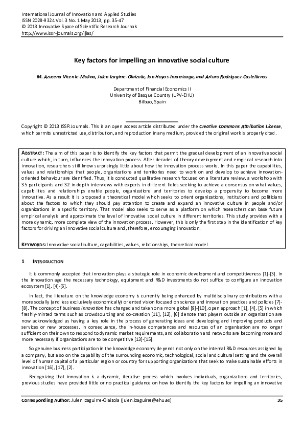 (PDF) Key factors for impelling an innovative social culture