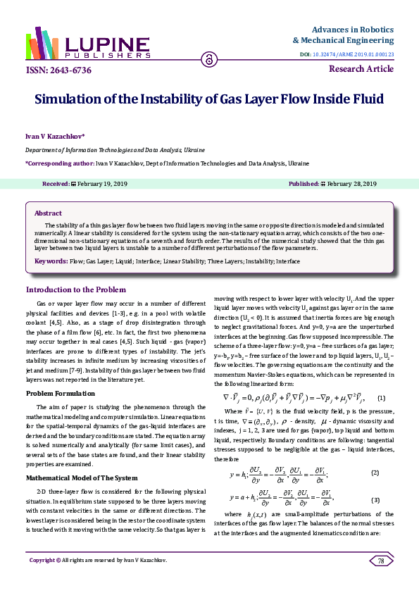 (PDF) Simulation of the Instability of Gas Layer Flow Inside Fluid