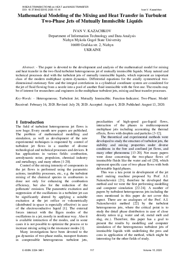 (PDF) Mathematical Modeling of the Mixing and Heat Transfer in ...