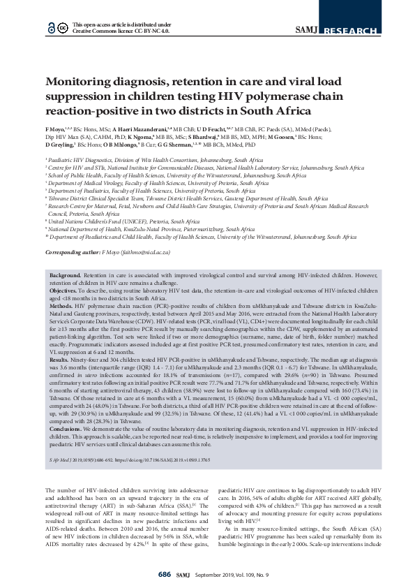 (PDF) Monitoring diagnosis, retention in care and viral load ...