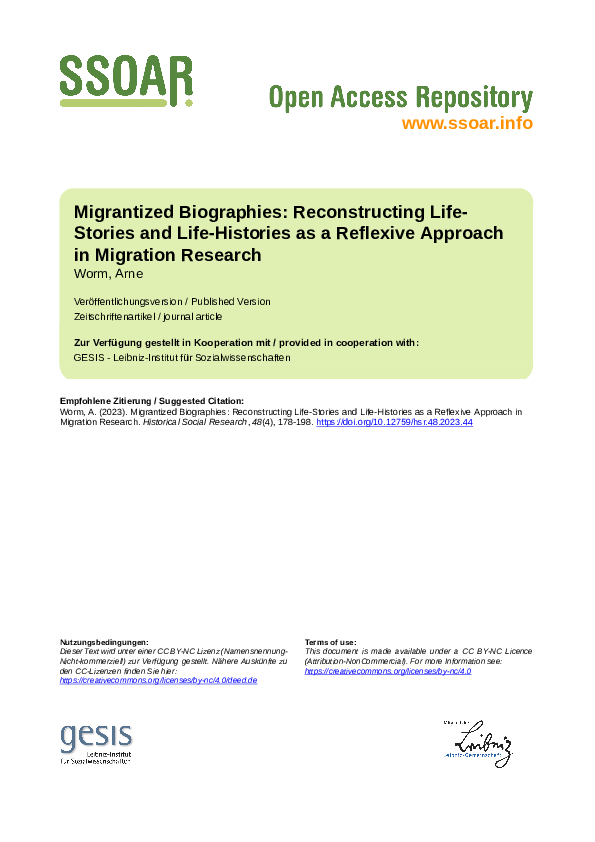 (PDF) Migrantized Biographies. Reconstructing Life-Stories and Life ...