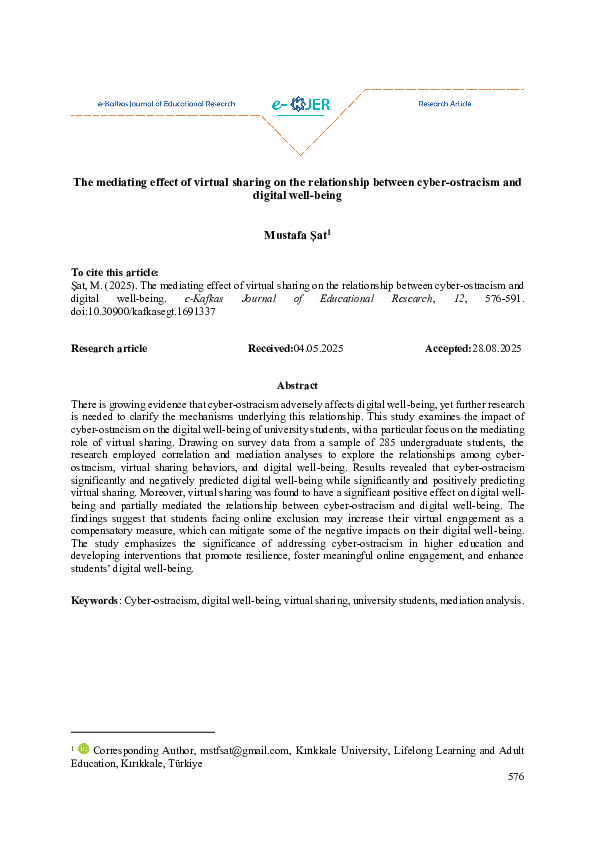 (PDF) The mediating effect of virtual sharing on the relationship ...