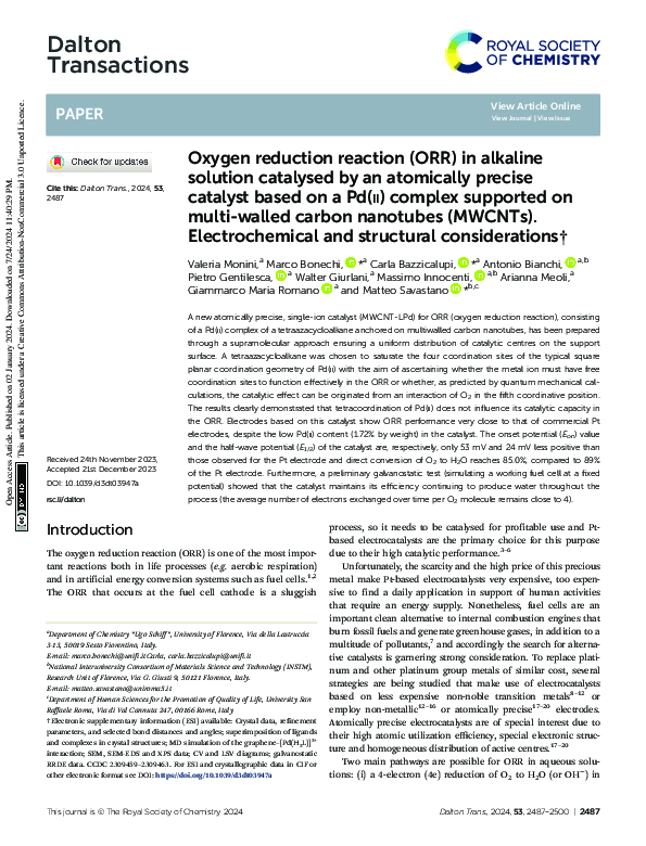 (PDF) Oxygen reduction reaction (ORR) in alkaline solution catalysed by ...