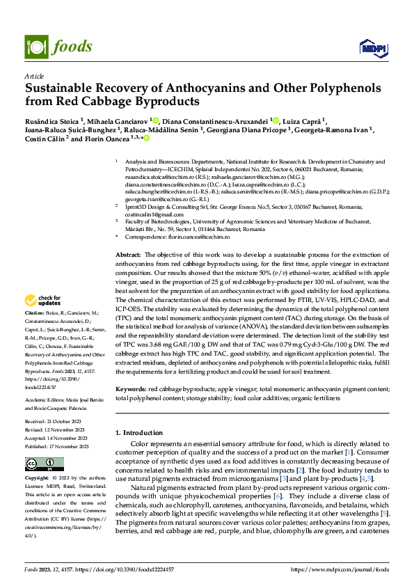 (PDF) Sustainable Recovery of Anthocyanins and Other Polyphenols from ...
