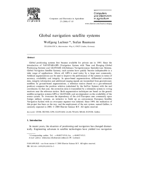 Pdf Global Navigation Satellite Systems