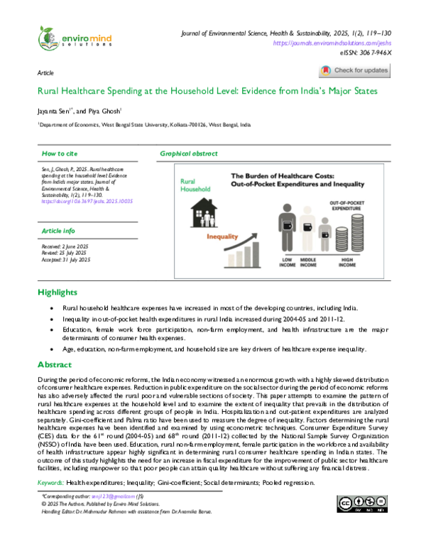 (PDF) Rural Healthcare Spending at the Household Level: Evidence from ...