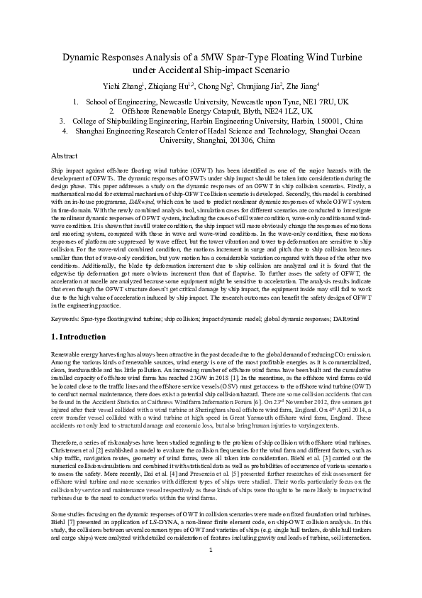 (PDF) Dynamic responses analysis of a 5 MW spar-type floating wind ...