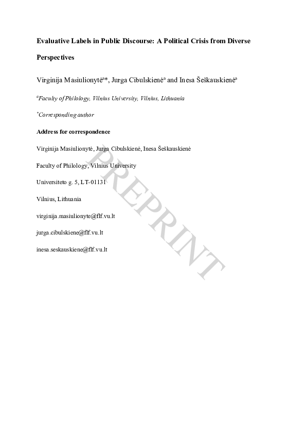 (PDF) Evaluative labels in public discourse: A political crisis from ...