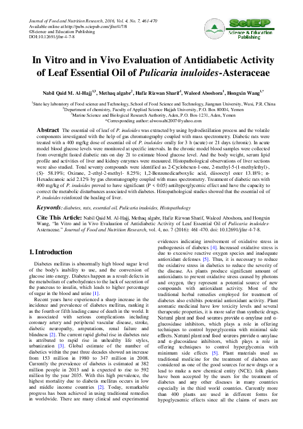 (PDF) In Vitro and in Vivo Evaluation of Antidiabetic Activity of Leaf ...