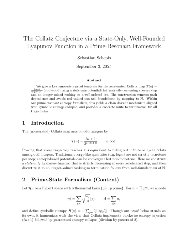 (PDF) The Collatz Conjecture Proven via Entropy Collapse in Prime ...