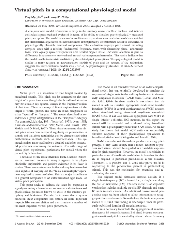 (PDF) Virtual pitch in a computational physiological model