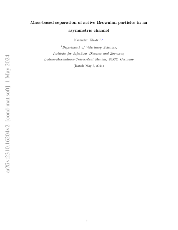 (PDF) Mass-based separation of active Brownian particles in an ...