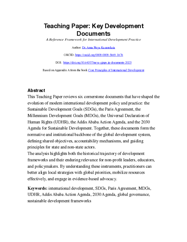 (PDF) Teaching Paper: Key Development Documents A Reference Framework ...