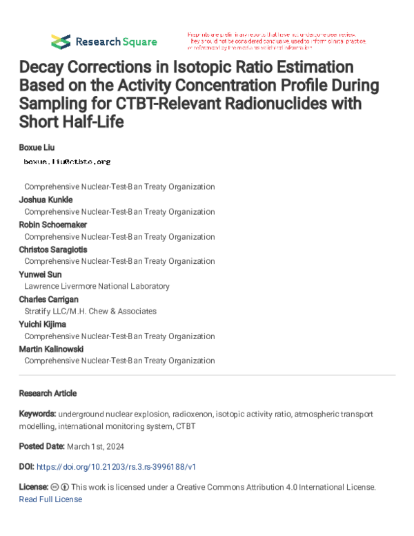 (PDF) Decay Corrections in Isotopic Ratio Estimation Based on the ...