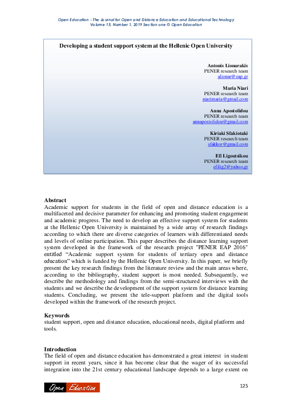 (PDF) Developing a student support system at the Hellenic Open University