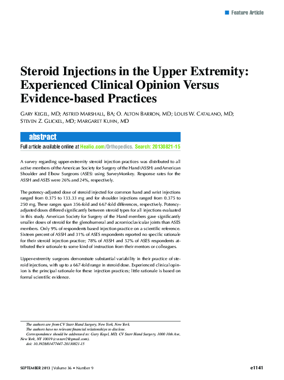 (PDF) Steroid Injections in the Upper Extremity: Experienced Clinical ...