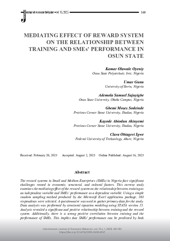 (PDF) MEDIATING EFFECT OF REWARD SYSTEM ON THE RELATIONSHIP BETWEEN ...