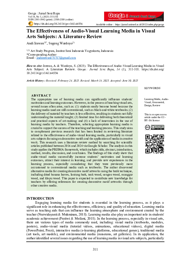 (PDF) The Effectiveness of Audio-Visual Learning Media in Visual Arts ...