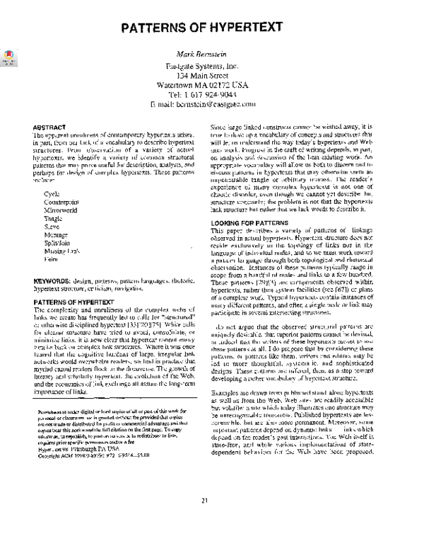 (PDF) Patterns of hypertext