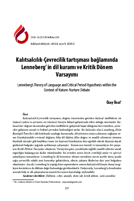(PDF) Lenneberg's Theory of Language and Critical Period Hypothesis ...