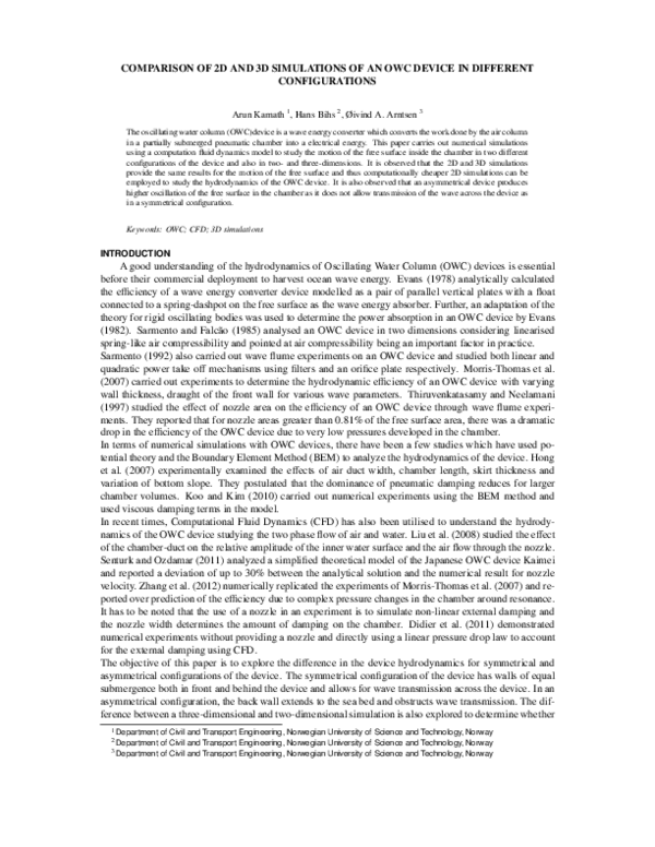 (PDF) Comparison of 2D and 3D Simulations of an Owc Device in Different ...