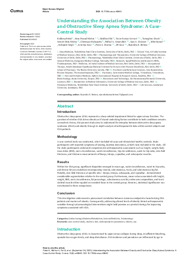 (PDF) Understanding the Association Between Obesity and Obstructive ...