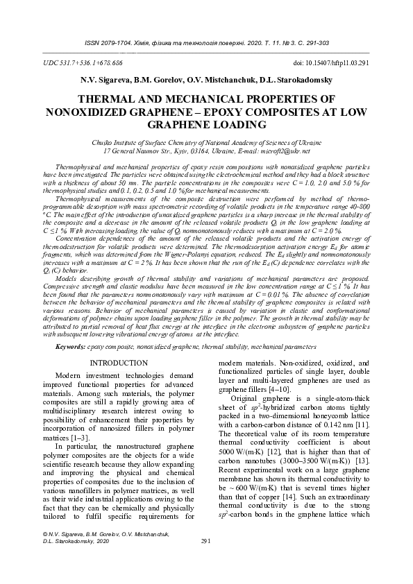 (PDF) Thermal and mechanical properties of nonoxidized graphene – epoxy ...