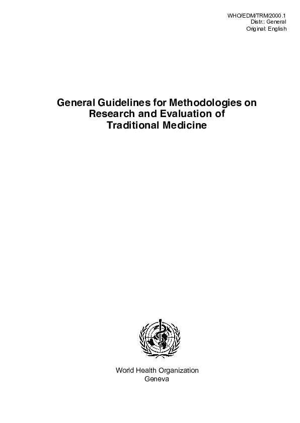 (PDF) WHO guideline research and evaluation of traditional medicine
