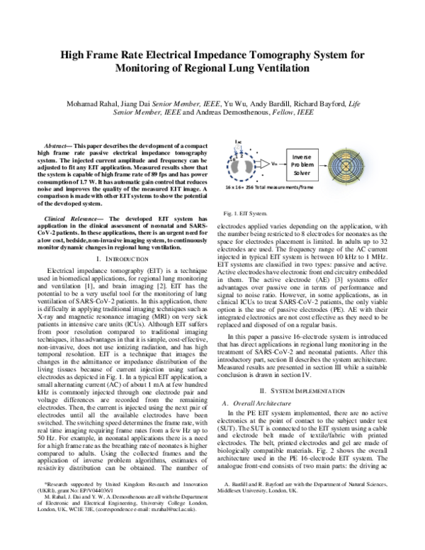 (PDF) High Frame Rate Electrical Impedance Tomography System for ...