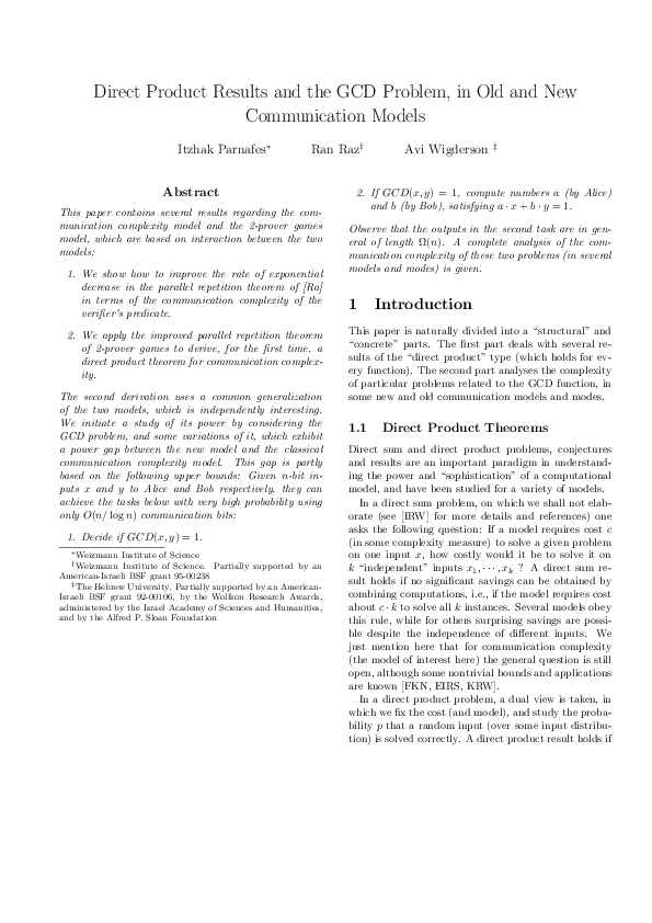 (PDF) Direct product results and the GCD problem, in old and new ...