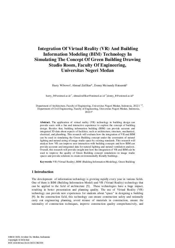 (PDF) Integration Of Virtual Reality (VR) And Building Information ...