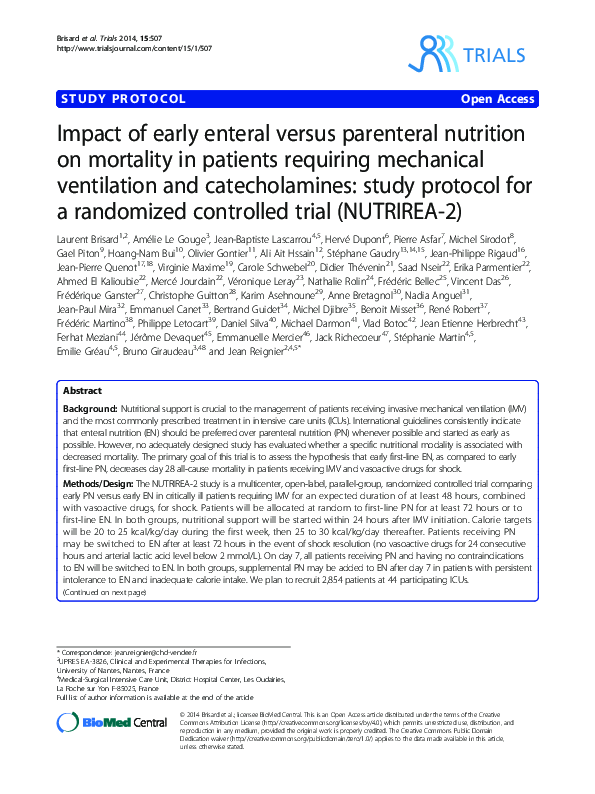 (PDF) Impact of early enteral versus parenteral nutrition on mortality ...