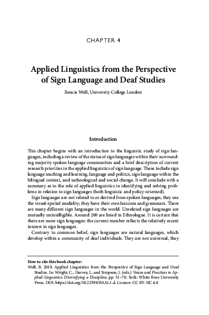 (PDF) Applied Linguistics from the Perspective of Sign Language and ...