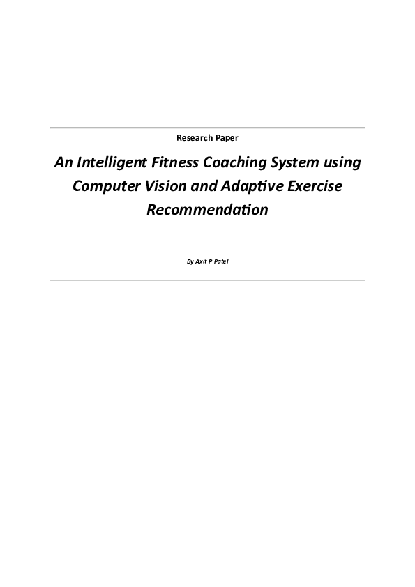 (PDF) Personalized Fitness Coaching System using Computer Vision ...